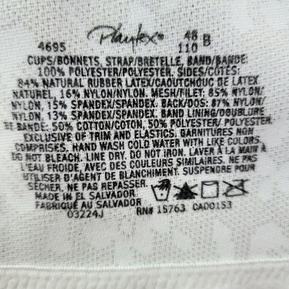 Playtex 18 Hour Front-Close Wirefree Bra Flex Back 48B - Picture 6 of 6